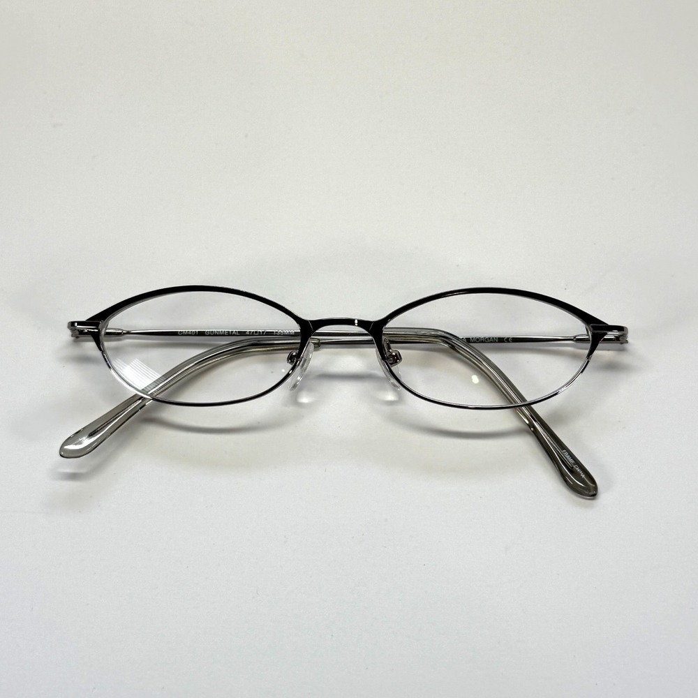 CHELSEA MORGAN CM401 Eyeglasses Frame Only 47-17-135 Gunmetal Oval Full Rim